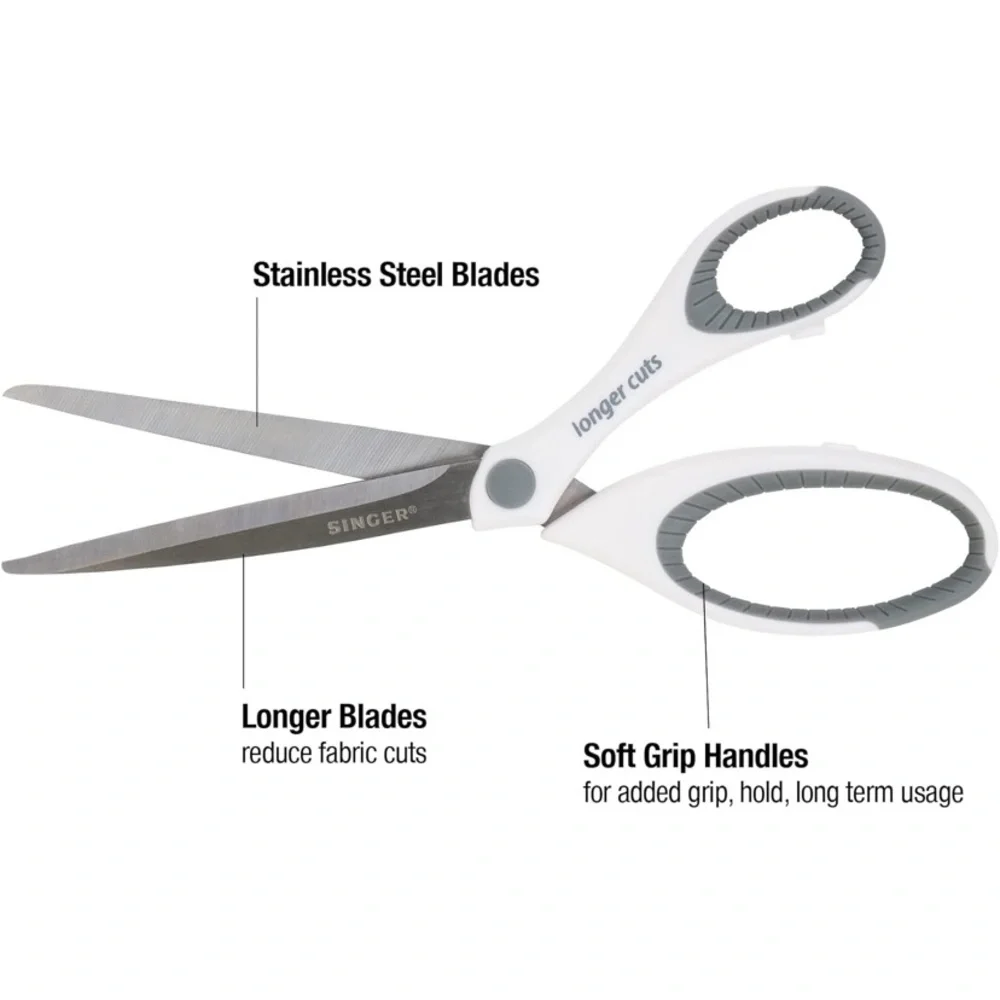 SINGER 3pc Comfort-Grip White and Gray Scissors Set - NEW in package - Picture 3 of 11